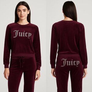 Juicy Couture Purple Velour Sleepwear Set Large Rhinestone Logo‎ 2-Piece